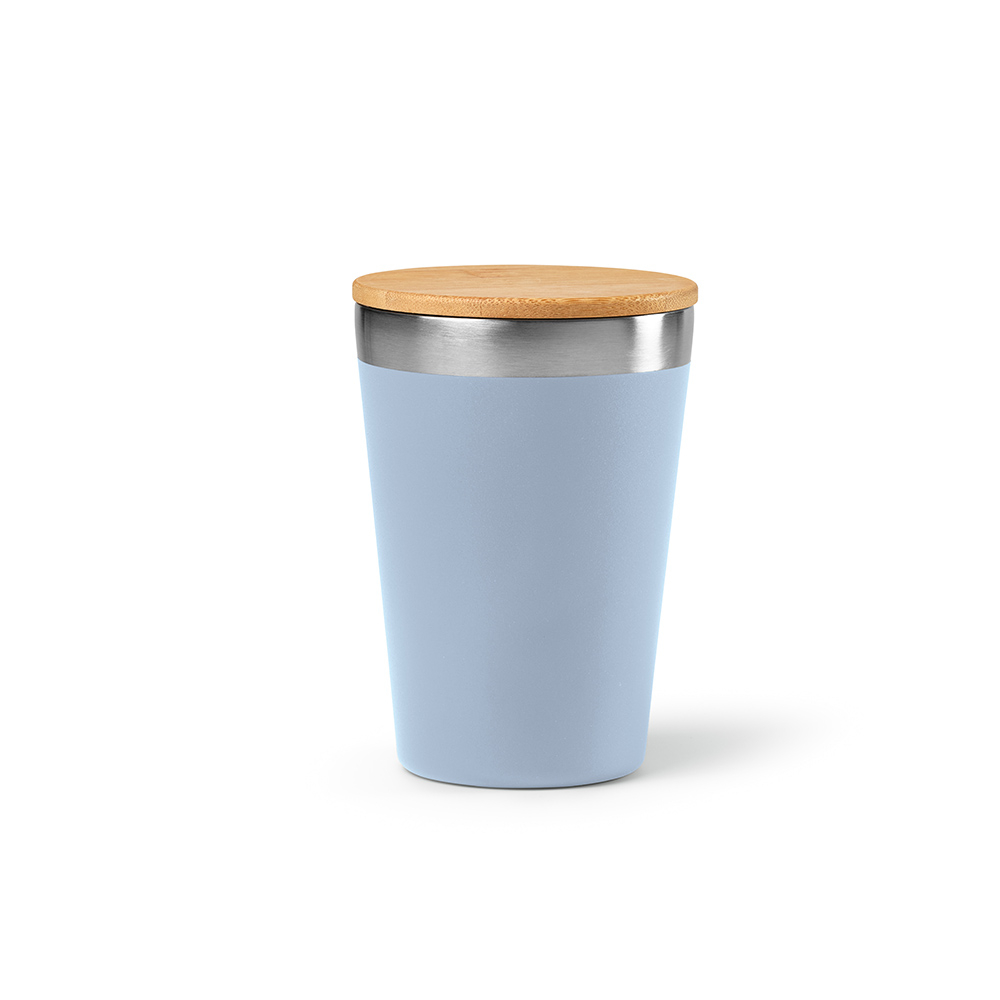 Mug de voyage publicitaire inox recyclé 300ml Don Travel Bleu Mate